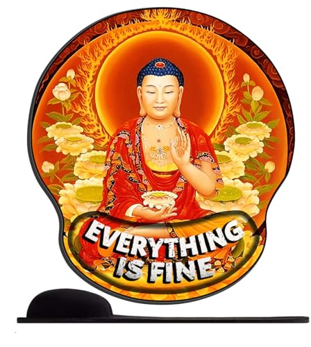 SENDJJ Mauspad mit Gelkissen Religion Buddha Bodhisattva Zen 150 Ergonomisches Wasserdicht Komfort Mausmatte mit Handgelenkpolster Handauflage für Alle Maus Offfice Heim Computer Laptop von SENDJJ