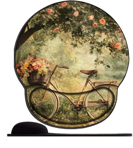 SENDJJ Mauspad mit Gelkissen Retro-Fahrrad und Blumen Ergonomisches Wasserdicht Komfort Mausmatte mit Handgelenkpolster Handauflage für Alle Maus Offfice Heim Computer Laptop SENDJJ Mauspad mit Gelkissen Retro-Fahrrad und Blumen Ergonomisches Wasserdicht Komfort Mausmatte mit Handgelenkpolster Handauflage für Alle Maus Offfice Heim Computer Laptop von SENDJJ
