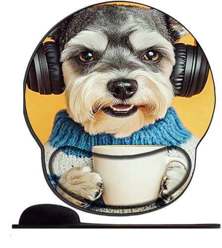SENDJJ Mauspad mit Gelkissen Schnauzer mit Kopfhörern Ergonomisches Wasserdicht Komfort Mausmatte mit Handgelenkpolster Handauflage für Alle Maus Offfice Heim Computer Laptop SENDJJ Mauspad mit Gelkissen Schnauzer mit Kopfhörern Ergonomisches Wasserdicht Komfort Mausmatte mit Handgelenkpolster Handauflage für Alle Maus Offfice Heim Computer Laptop von SENDJJ
