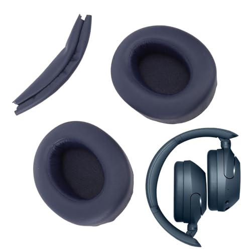 Earpads Kissen Ersatz für WH XB910N Kopfhörer mit Kopfbandabdeckung, Speicherschaumschwamm Headset Ohrpolster Rauschisolation (Blue) von SENECESLI