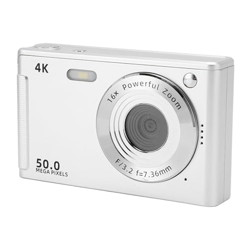 SENECESLI Digitalkamera, 4K Kinderkamera, 50 MP Point and Shoot Digitalkameras mit 16 fachem Digitalzoom, Fülllicht, Autofokus, Anti Shake, Tragbare Vlogging Kamera, Kompakte Kleine Kamera von SENECESLI