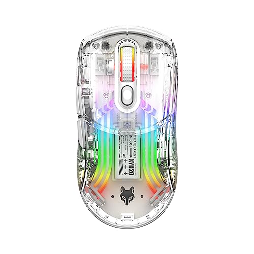 SENECESLI RGB Gaming Maus, 2,4 G Wireless, Bluetooth, USB, 3 Modus Computermaus mit Transparentem Gehäuse, 800 Bis 2400 DPI, 5 Geschwindigkeiten Einstellbar, Stummschalttasten, 500 MAh von SENECESLI