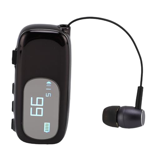 SENECESLI Versenkbares Drahtloses Headset, Bluetooth -Kopfhörer, mit LCD -Batterie -Display für Business -Sportarten (Elektroplattiert helles Schwarz) von SENECESLI