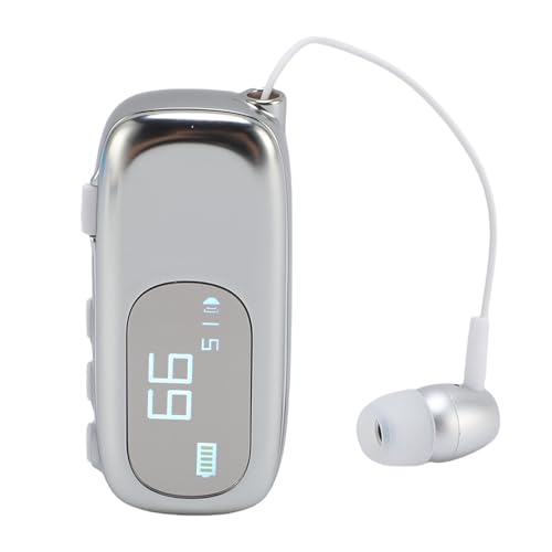 SENECESLI Versenkbares Drahtloses Headset, Bluetooth -Kopfhörer, mit LCD -Batterie -Display für Business -Sportarten (Elektroplattiertes helles Silber) von SENECESLI