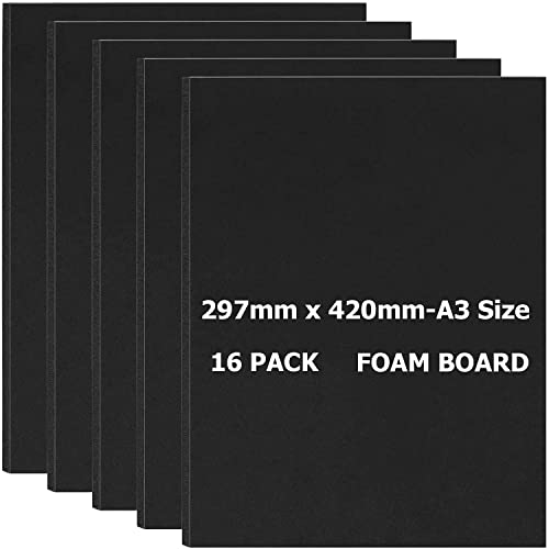 16 Stück Schaumstoffplatte A3 Schwarz, Foam Board Dicke 5 mm (297MM×420MM) von SENENQU