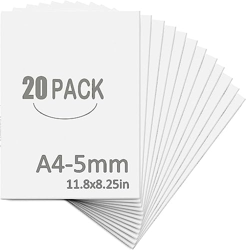 SENENQU 20 Stücke A4 Schaumstoffplatten 5mm - 30 x 21cm Weiße Hartschaumplatte PVC Schaumstoffboards Foam Board für Präsentationen, Laden, Büro & Kunstprojekte von SENENQU