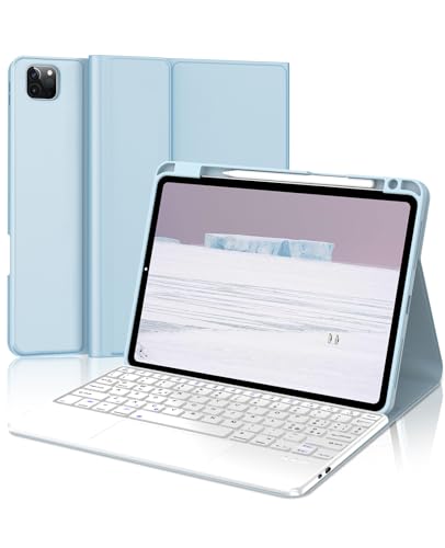 SENGBIRCH Bluetooth-Tastaturhülle iPad Pro 11 Zoll 2022/2021/2020/2018 – Tastatur Ttrackpad für iPad Pro 11 Zoll, iPad Air 5. Gen 10,9 Zoll 2022, italienische Tastatur abnehmbar, Hellblau von SENGBIRCH