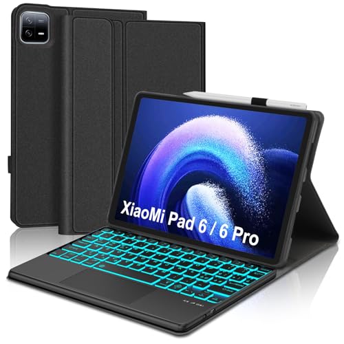 SENGBIRCH Cover Tastatur Xiaomi Pad 6/6Pro Tablet 11 Zoll - Schutzhülle mit Tastatur Trackpad für Tablet Xiaomi Pad 6/6Pro, magnetische Bluetooth-Tastatur italienisches Layout mit von SENGBIRCH