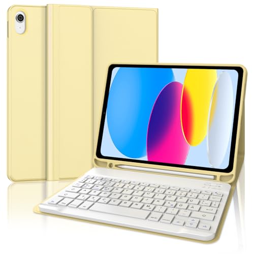 SENGBIRCH Hülle mit Tastatur für ipad 10. Generation 10.9"/ 11. Gen A16 2025- QWERTZ Layout Bluetooth Tastatur, Kabellose Abnehmbare Folio Keyboard Hülle für iPad 10. Generation - Gelb SENGBIRCH Hülle mit Tastatur für ipad 10. Generation 10.9"/ 11. Gen A16 2025- QWERTZ Layout Bluetooth Tastatur, Kabellose Abnehmbare Folio Keyboard Hülle für iPad 10. Generation - Gelb von SENGBIRCH