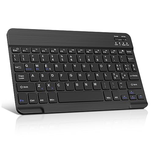 SENGBIRCH Italienische Bluetooth-Tastatur – kabellose tragbare Tastatur Light für Tablet iPad, Samsung, Huawei, iOS, Android, Windows und alle Bluetooth-fähigen Geräte, Schwarz von SENGBIRCH