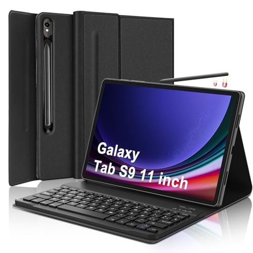 SENGBIRCH Samsung Galaxy tab S9 Tastatur 2023 - Samsung Tab Tablet Tastatur New S9 11 Zoll, Abnehmbare MagnetischeTastatur Deutsche QWERTZ, Schwarz von SENGBIRCH