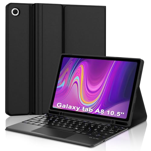 SENGBIRCH Hülle mit Tastatur für Samsung Galaxy tab a8 - Deutsch QWERTZ Layout Kabellose Abnehmbare Folio Keyboard Hülle mit Stifthalter für Samsung Galaxy tab a8 10.5 Zoll, Schwarz von SENGBIRCH