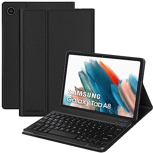 SENGBIRCH Samsung Galaxy tab a8 hülle mit Tastatur - Bluetooth Tastatur mit Magnetische SchutzHülle (Deutsches Layout) für Samsung Tab A8 10.5' - Schwarz von SENGBIRCH