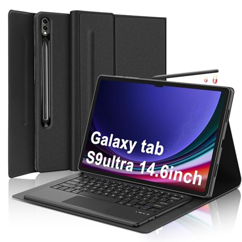 SENGBIRCH Samsung New S9 Ultra Tastatur Hülle mit Touchpad 14,6 Zoll - Samsung Tab Tablet Tastatur New S9 Ultra 14.6 Zoll, Abnehmbare Magnetische Touchpad Tastatur Deutsche QWERTZ, Schwarz von SENGBIRCH