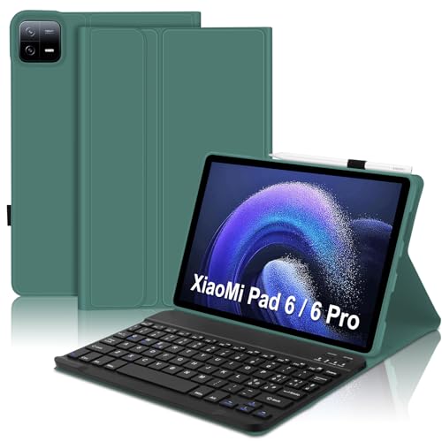 SENGBIRCH Tastatur mit Schutzhülle für Xiaomi Pad 6/6 Pro 11 Zoll, Schutzhülle Xiaomi Pad 6 mit Tastatur, italienisches Layout magnetische Cove Tastatur für Xiaomi Pad 6/6 Pro 11 Zoll, Dunkelgrün SENGBIRCH Tastatur mit Schutzhülle für Xiaomi Pad 6/6 Pro 11 Zoll, Schutzhülle Xiaomi Pad 6 mit Tastatur, italienisches Layout magnetische Cove Tastatur für Xiaomi Pad 6/6 Pro 11 Zoll, Dunkelgrün von SENGBIRCH
