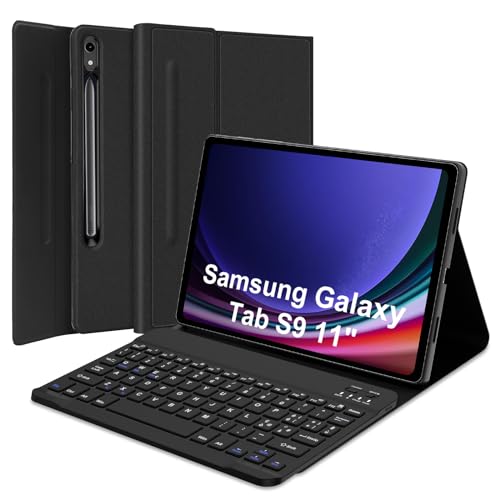 SENGBIRCH Schutzhülle für Samsung Galaxy Tab S9 mit Tastatur – Schutzhülle für Samsung Galaxy Tab S9 11 Zoll 2023, 11 Zoll (11 Zoll), Schutzhülle für Samsung Tablet S9 mit Bluetooth-Tastatur, von SENGBIRCH