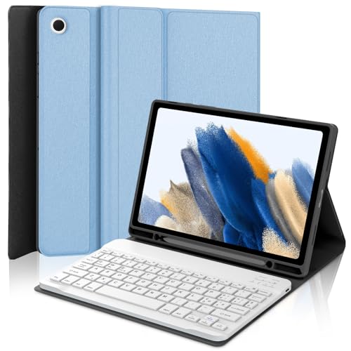 SENGBIRCH Schutzhülle mit Tastatur für Samsung Galaxy Tab A8 10,5 Zoll 2022, italienische QWERTY-Tastatur, abnehmbare magnetische Bluetooth-Tastatur für Tab A8 2021 (SM-X200/ X205 /X207), Hellblau von SENGBIRCH