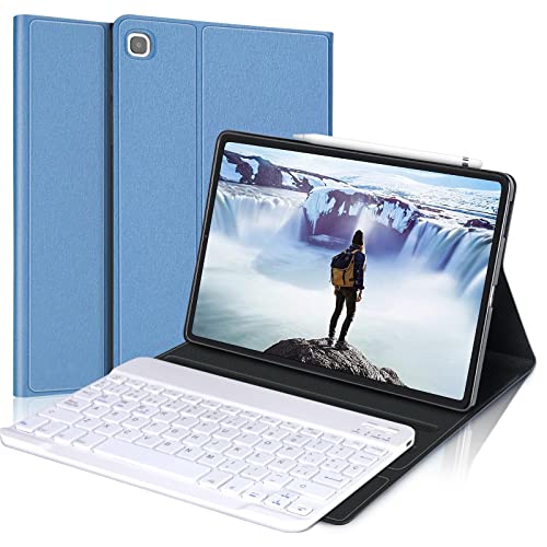 SENGBIRCH Schutzhülle mit Tastatur für Samsung Galaxy Tab S6 Lite 10.4 2022/2020 (SM-P610/P615), spanische Bluetooth-Tastatur + leichte magnetische Tasche mit Stil, Blau von SENGBIRCH