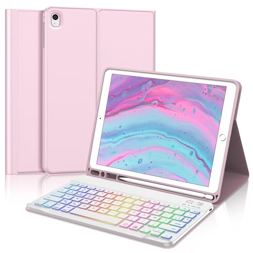 SENGBIRCH Schutzhülle mit Tastatur für iPad 10,2 Zoll – Französische AZERTY-Tastatur für iPad 9., 8., 7. Gen, iPad Pro 10,5 Zoll, iPad Air 3 10,5 Zoll, abnehmbare Bluetooth-Tastatur, kabellos, von SENGBIRCH