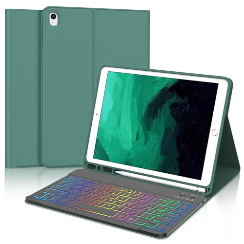 SENGBIRCH Schutzhülle für iPad 9/8/7. Gen. 10,2 Zoll – Französische AZERTY-Tastatur mit Hintergrundbeleuchtung 7 Farben, Bluetooth, abnehmbar, kabellos, Schutzhülle für iPad Air 3 10,5 Zoll, SENGBIRCH Schutzhülle für iPad 9/8/7. Gen. 10,2 Zoll – Französische AZERTY-Tastatur mit Hintergrundbeleuchtung 7 Farben, Bluetooth, abnehmbar, kabellos, Schutzhülle für iPad Air 3 10,5 Zoll, von SENGBIRCH