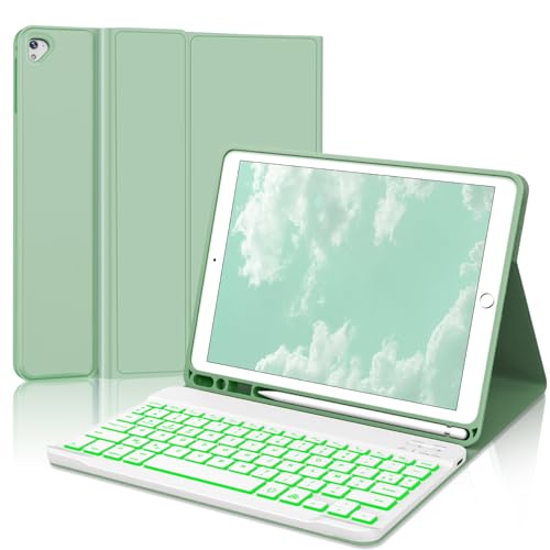 SENGBIRCH Schutzhülle mit Tastatur für iPad 9,7 Zoll (24,6 cm) – Französische AZERTY-Tastatur für iPad 6, 5. Generation, iPad Pro 9,7 Zoll, iPad Air 2, iPad Air, abnehmbare Bluetooth-Tastatur, von SENGBIRCH