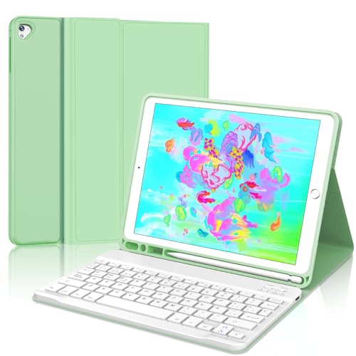 SENGBIRCH Schutzhülle mit Tastatur iPad 6 Generation, Tastatur für iPad 6. Generation, 5. Generation & iPad Pro 9.7 & Air 2/1, Slim Cover + Italienische Tablet Tastatur abnehmbar, hellgrün von SENGBIRCH