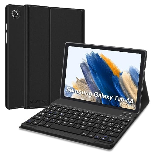 SENGBIRCH Schutzhülle mit italienischer Tastatur für Samsung Galaxy Tab A8 10,5 Zoll, abnehmbare magnetische Bluetooth-Tastatur mit robuster Schutzhülle für Galaxy Tab A8 10,5 Zoll, Schwarz von SENGBIRCH