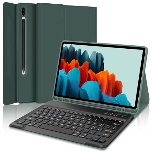 SENGBIRCH Schutzhülle mit italienischer Tastatur für Samsung Galaxy Tab S7 Plus 12,4 Zoll, Dunkelgrün von SENGBIRCH