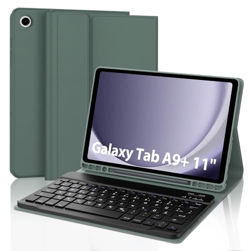 SENGBIRCH Tastatur Hülle für Samsung Galaxy Tab A9 Plus 11 Zoll 2023 - QWERTZ Deutsche Tastatur Abnehmbare Bluetooth Wireless Tastatur für Galaxy Tab A9+ 11'' 2023, Dunkelgrün SENGBIRCH Tastatur Hülle für Samsung Galaxy Tab A9 Plus 11 Zoll 2023 - QWERTZ Deutsche Tastatur Abnehmbare Bluetooth Wireless Tastatur für Galaxy Tab A9+ 11'' 2023, Dunkelgrün von SENGBIRCH