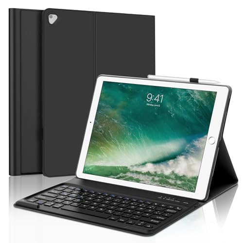SENGBIRCH Tastatur Hülle für iPad Pro 12.9 Zoll 2./1. Generation, QWERTZ Deutsche Layout Tastatur, Magnetisch Abnehmbar Keyboard, Hülle for iPad Pro 12.9" 2017/2015, Schwarz von SENGBIRCH