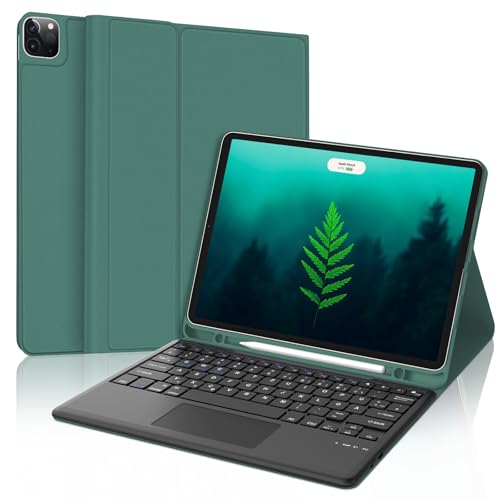 SENGBIRCH Tastatur Hülle für iPad Pro 12.9 Zoll 6/5/4/3 Generation, Magnetisch abnehmbar mit Deutsches QWERTZ Layout Touchpad Keyboard mit Soft TPU und Leder hülle, Dunkel Grün SENGBIRCH Tastatur Hülle für iPad Pro 12.9 Zoll 6/5/4/3 Generation, Magnetisch abnehmbar mit Deutsches QWERTZ Layout Touchpad Keyboard mit Soft TPU und Leder hülle, Dunkel Grün von SENGBIRCH