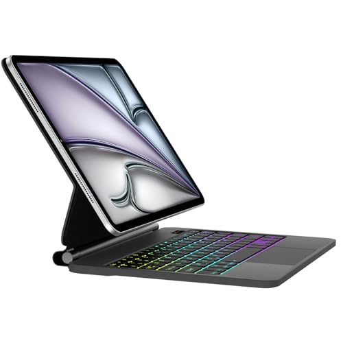 SENGBIRCH Tastatur für iPad Air 13 Zoll (M2) 2024 – Französische AZERTY-Tastatur mit Touchpad, magnetisches Design, schwimmend, Magic Keyboard, Schutzhülle für iPad Pro 12.9 6. 5. 4. Gen, Schwarz von SENGBIRCH