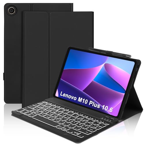 SENGBIRCH Tastaturhülle für Lenovo Tab M10 Plus 10,6 Zoll 2022 3rd Generation – Französische AZERTY-Tastatur mit Hintergrundbeleuchtung 7 Farben, kabellos, Bluetooth, für Lenovo Tab M10 Plus 10,6 Zoll von SENGBIRCH