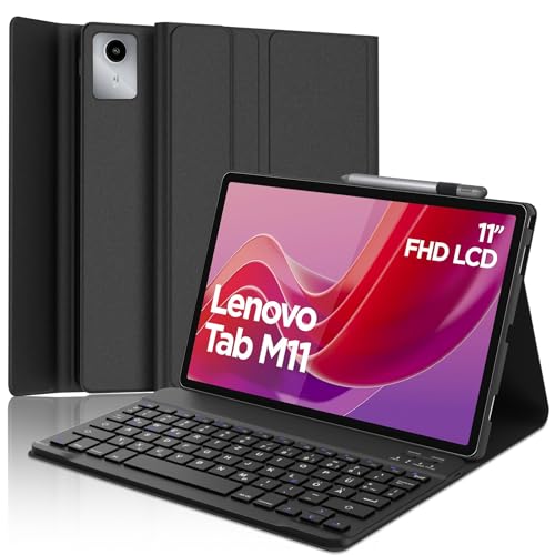 SENGBIRCH Tastaturhülle für Lenovo tab M11 2024 11 Zoll (TB330FU/TB330XU) - QWERTZ Deutsche Tastatur Abnehmbare Bluetooth Wireless Tastatur für Lenovo tab M11 11 2024 Zoll, Schwarz von SENGBIRCH
