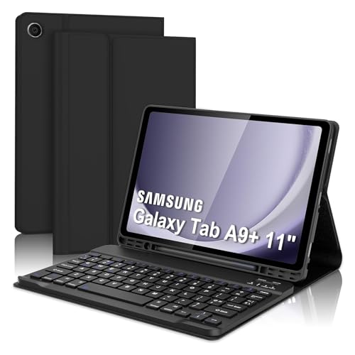 SENGBIRCH Tastaturhülle für Samsung Galaxy Tab A9+ 27,9 cm, abnehmbare Bluetooth-Tastatur mit Schutzhülle für Galaxy TabA9+ 27,9 cm, Schwarz von SENGBIRCH