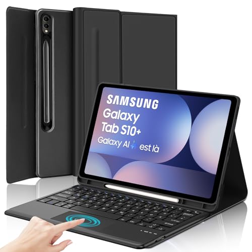 SENGBIRCH Tastaturhülle für Samsung Galaxy Tab S10 Plus 12.4'' 2024 - QWERTZ Deutsche Touchpad Tastatur Abnehmbare Bluetooth Wireless Tastatur für Galaxy Tab S10 Plus 12.4'' 2024, Schwarz von SENGBIRCH
