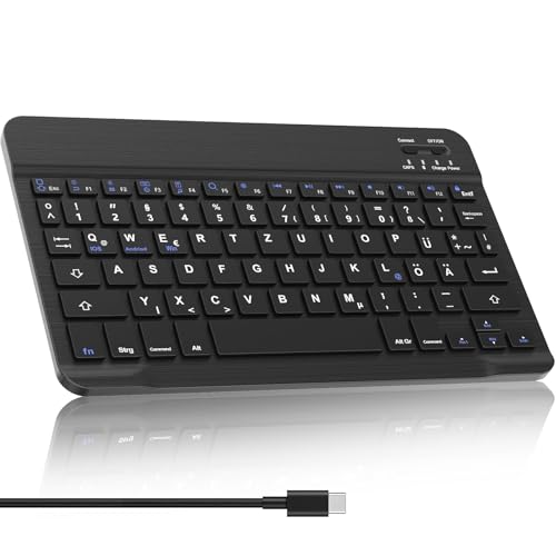 SENGBIRCH Bluetooth Tastatur für iPad 11. /10. /Air/Pro/Mini/iPhone - Deutsche Tastatur für Samsung/Lenovo/Huawei/Honor/Xiaomi/Windows und Android Tablet,Ultra-dünn mit Type-c Kabel von SENGBIRCH