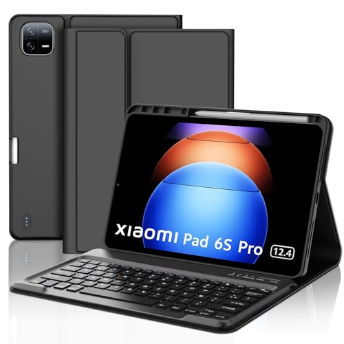 SENGBIRCH Tastaturhülle für Xiaomi Pad 6s Pro 12,4 Zoll 2024 – Französische AZERTY-Tastatur mit Schlitz für Eingabestift, abnehmbar, kabellos, Bluetooth, für Xiaomi Pad 6s Pro 12,4 Zoll, Schwarz SENGBIRCH Tastaturhülle für Xiaomi Pad 6s Pro 12,4 Zoll 2024 – Französische AZERTY-Tastatur mit Schlitz für Eingabestift, abnehmbar, kabellos, Bluetooth, für Xiaomi Pad 6s Pro 12,4 Zoll, Schwarz von SENGBIRCH