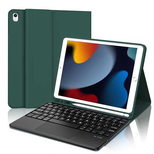 SENGBIRCH Tastaturhülle für iPad 10,2 Zoll 9. Generation (2021)/8. Generation (2020)/7. Generation (2019) mit Touch-Pad, Bluetooth-Tastatur, abnehmbare kabellose Tastatur für iPad Air 3, iPad Pro 10,5 von SENGBIRCH