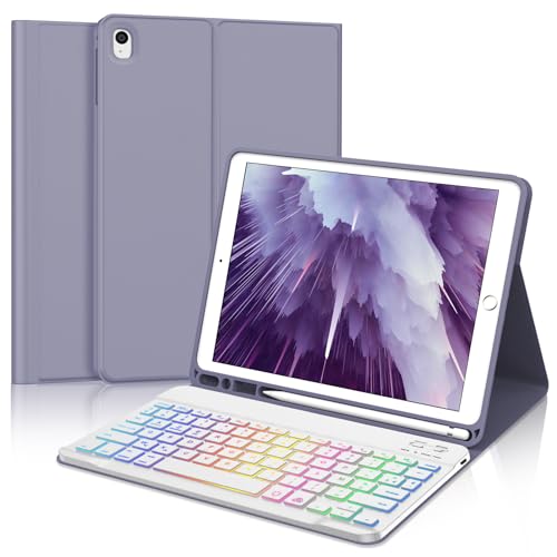 SENGBIRCH Tastaturhülle für iPad 9/8/7. Gen, 10,2 Zoll (25,6 cm), französisches AZERTY-Tastatur, 7 Farben, Bluetooth, abnehmbar, kabellos, Schutzhülle für iPad Air 3 10,5 Zoll, Lavendel SENGBIRCH Tastaturhülle für iPad 9/8/7. Gen, 10,2 Zoll (25,6 cm), französisches AZERTY-Tastatur, 7 Farben, Bluetooth, abnehmbar, kabellos, Schutzhülle für iPad Air 3 10,5 Zoll, Lavendel von SENGBIRCH