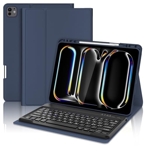 SENGBIRCH Tastaturhülle für iPad Pro 13 Zoll (M4) 2024, italienisches QWERTY-Layout, abnehmbare Bluetooth-Tastatur mit Stifthalter für iPad Pro 13 Zoll M4, Marineblau von SENGBIRCH