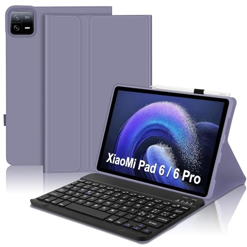 SENGBIRCH Tastatur mit Schutzhülle für Xiaomi Pad 6/6 Pro 11 Zoll, Schutzhülle Xiaomi Pad 6 mit Tastatur, italienisches Layout magnetische Cove Tastatur für Xiaomi Pad 6/6 Pro 11 Zoll, Violett SENGBIRCH Tastatur mit Schutzhülle für Xiaomi Pad 6/6 Pro 11 Zoll, Schutzhülle Xiaomi Pad 6 mit Tastatur, italienisches Layout magnetische Cove Tastatur für Xiaomi Pad 6/6 Pro 11 Zoll, Violett von SENGBIRCH