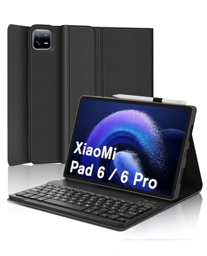 SENGBIRCH Xiaomi Pad 6 Pro Tastatur Hülle - Kompatibilität Xiaomi Pad 6/ Mi Pad 6 Pro 11" 2023,Abnehmbar Magnetisch Tastatur mit QWERTZ Layout - Schwarz von SENGBIRCH