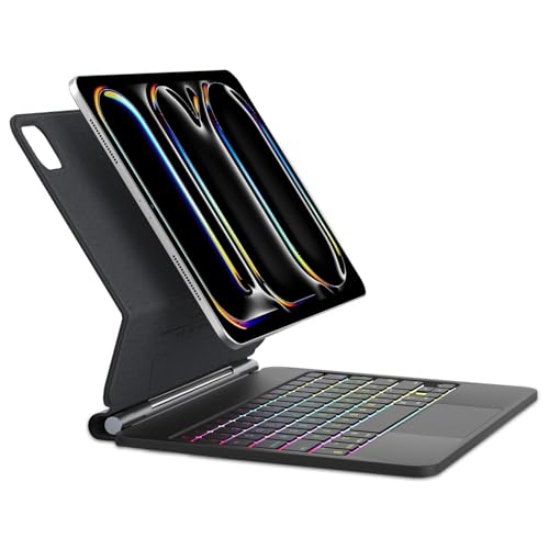 SENGBIRCH Magic Keyboard for iPad Pro 13" M4 2024 - Deutsches QWERTZ Layout Tastatur mit hülle, Hintergrundbeleuchtung Multi-Trackpad Tastatur für iPad Pro 13", Schwarz von SENGBIRCH