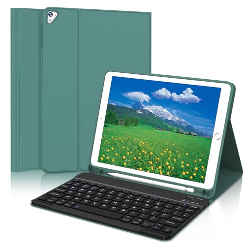 SENGBIRCH iPad Pro 9.7 Tastatur Hülle für iPad 6. (2018), iPad 5. (2017), iPad Air 2/1, AZERTY-Tastatur mit Schutzhülle, Dunkelgrün von SENGBIRCH