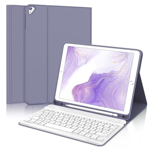 SENGBIRCH iPad Pro 9.7 Tastatur Hülle für iPad 6. (2018), iPad 5. (2017), iPad Air 2/1 – AZERTY-Tastatur mit Schutzhülle, Violett von SENGBIRCH
