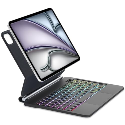 Tastaturhülle für iPad Air 11 Zoll (M2) 2024, Air 6th/5th/4th Generation, Tastatur für iPad Pro 11 Zoll (4a/3a/2a/1a) Generation mit Touchpad, magnetisches schwimmendes Design, Hintergrundbeleuchtung von SENGBIRCH