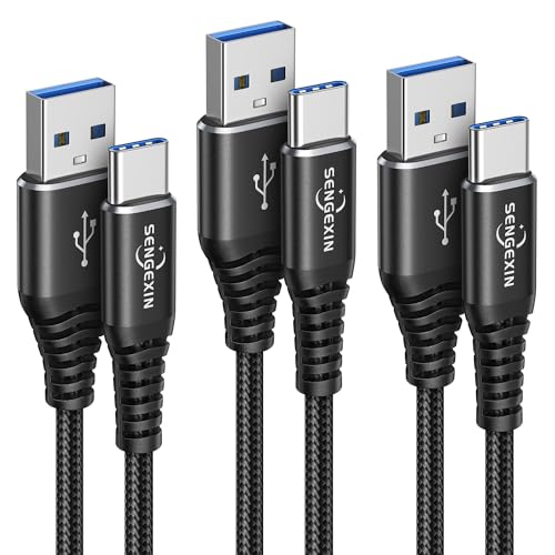 SENGEXIN USB-C-Ladekabel, 3 m, 3 m, langes Typ-C-Kabel, geflochten, 3 A, Schnellladekabel für Samsung Galaxy S22 S21 S20 S23 S10 A21s A20e A32 A51 A52S A70 A71, Switch, PS5, Huawei von SENGEXIN