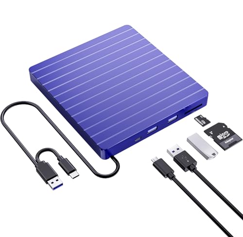 SENKUTA Externes CD DVD Laufwerk USB 3.0 & Type-C, DVD/CD+/-RW Brenner mit USB & SD/TF, External DVD Drive für Alle PC Laptop/Desktop/MacBook, Windows 11/10/8/7/XP/Vista/Linux/MacOS von SENKUTA