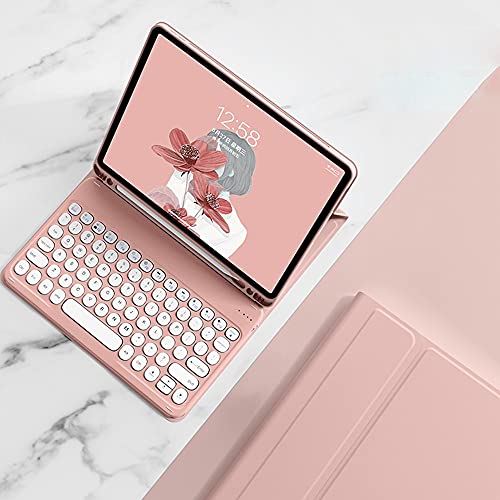 iPad Pro11 2021 3. Generation 2020 2. Generation 2018 1. Generation Tastaturabdeckung niedlich runde Tastaturabdeckung Smart Color Bluetooth Tastatur Hülle für iPad Pro 11 Zoll (iPad Pro11, Rosa) von SENLAN